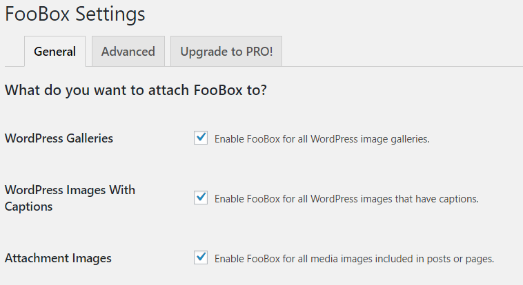 FooBox Auto Link Existing Images settings