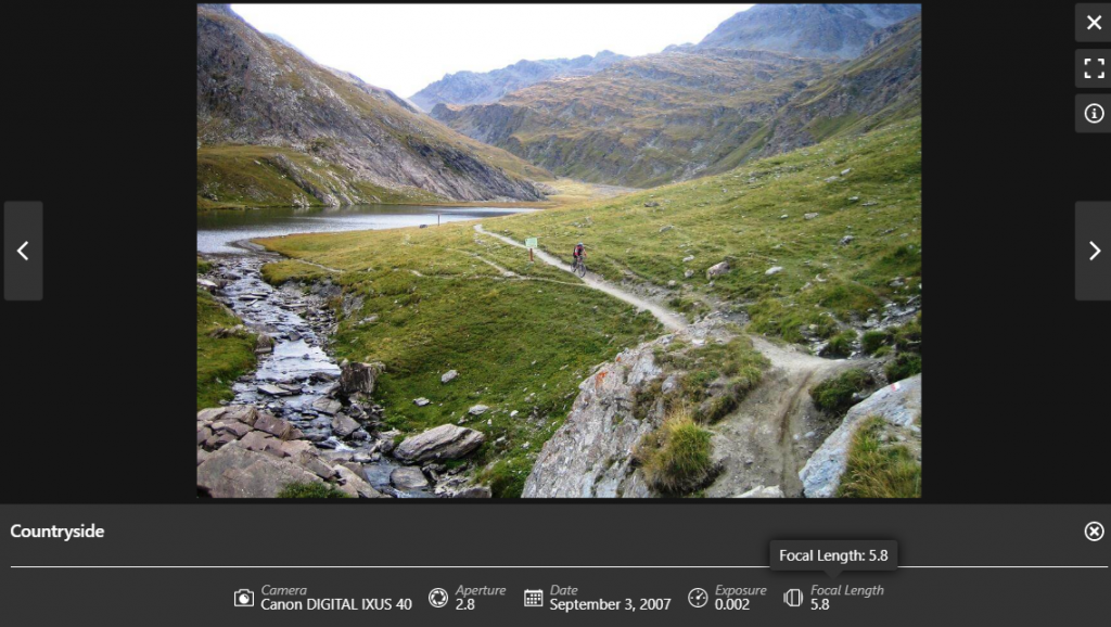 EXIF Data in FooGallery
