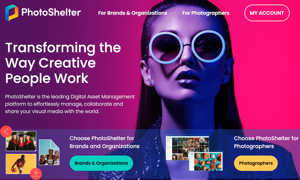Photoshelter homepage, best client galleries