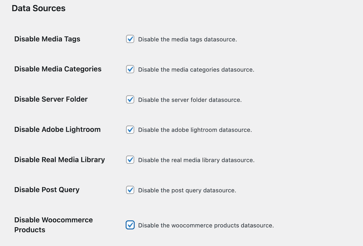 Disable datasources in Whitelabel