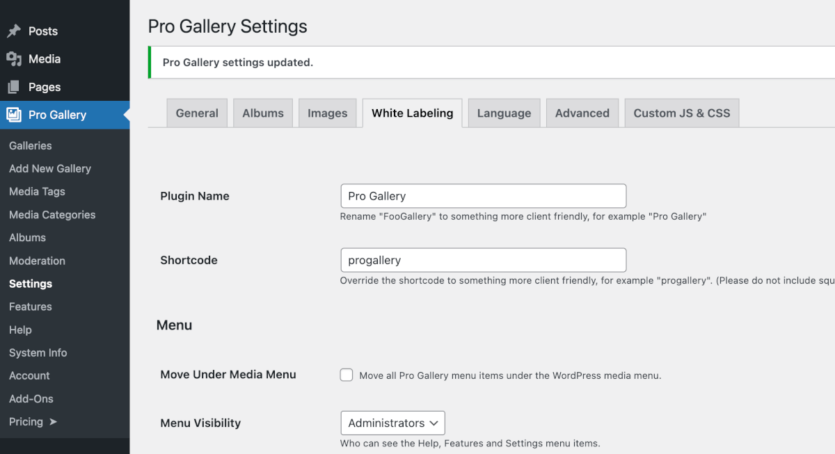 FooGallery - Whitelabel Addon - Example